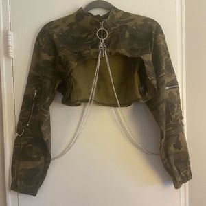 Army Green jacket with chains.